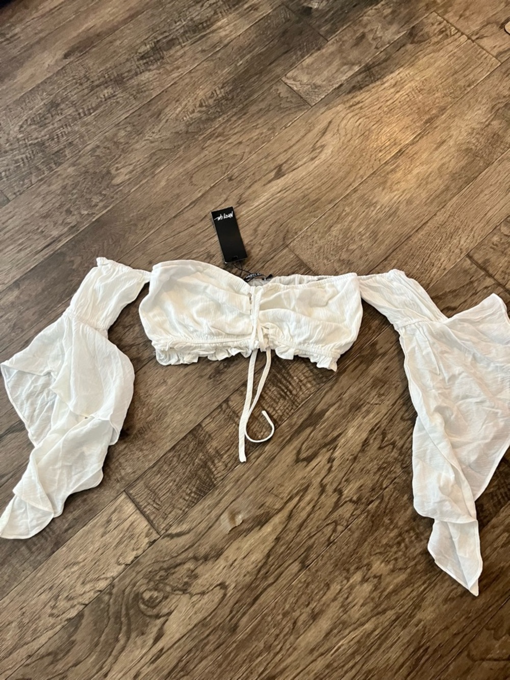 Nasty Gal White Off The Shoulder Crop Top